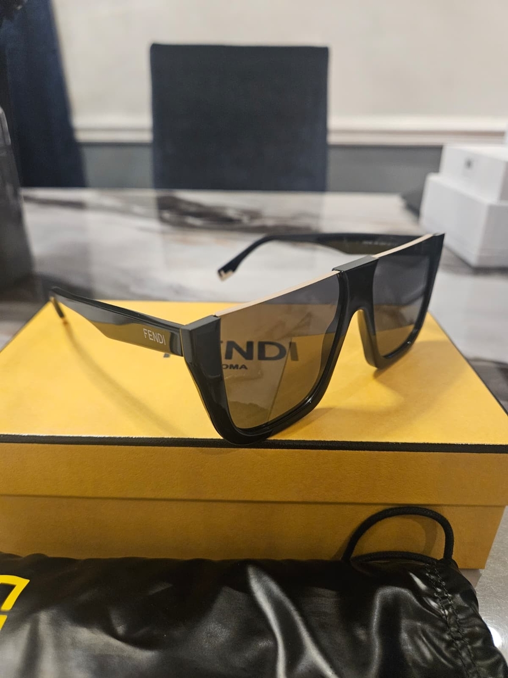 Fendi Black Sunglasses with Brown Gradient Lenses